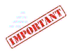 Important - Inscription on Red Rubber Stamp Isolated on White.