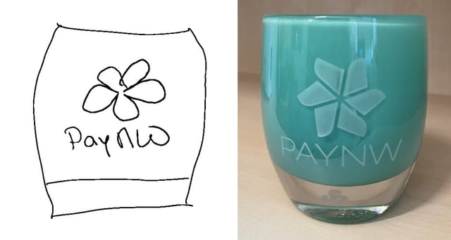 Sketch and Glassybaby featuring the PayNW logo