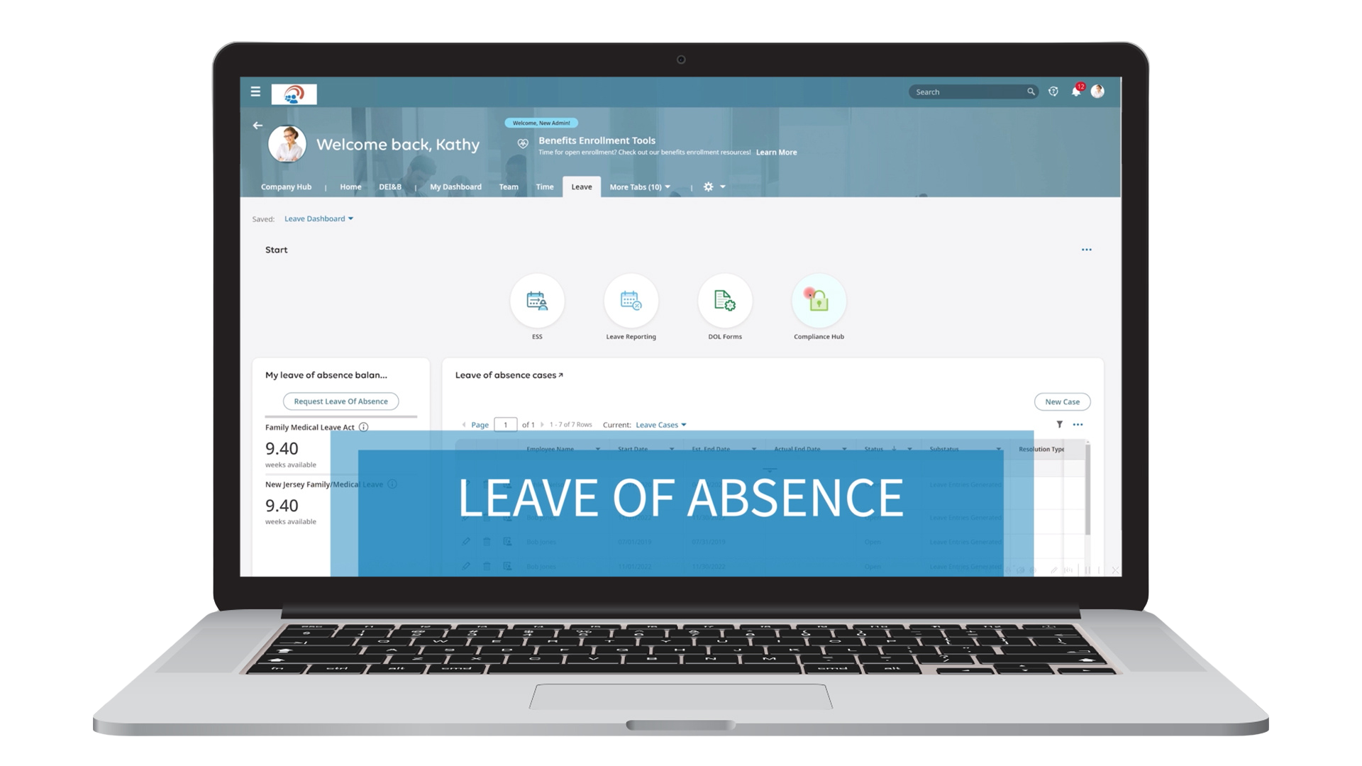Leave Management software on a laptop