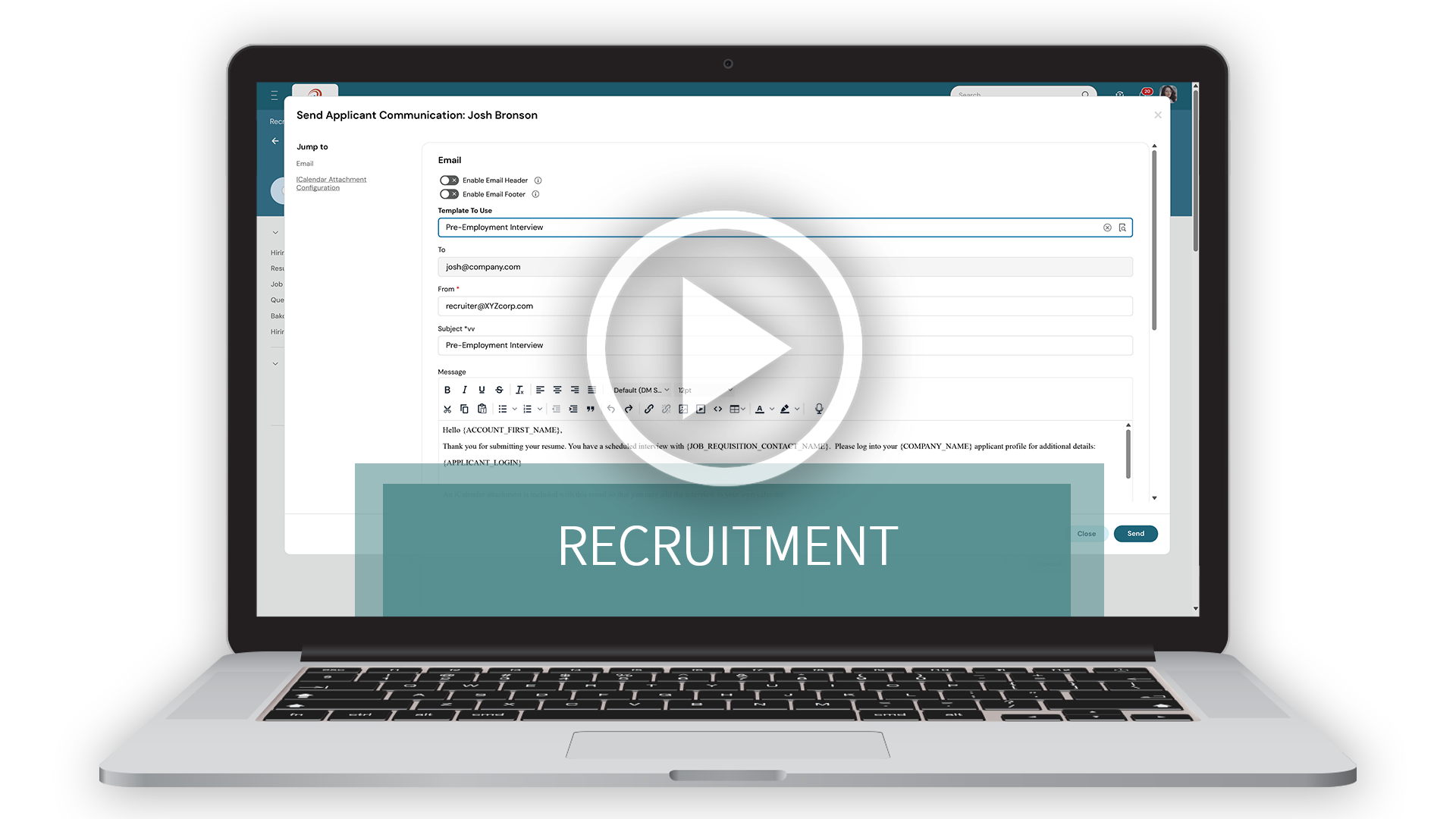 Recruitment software on laptop