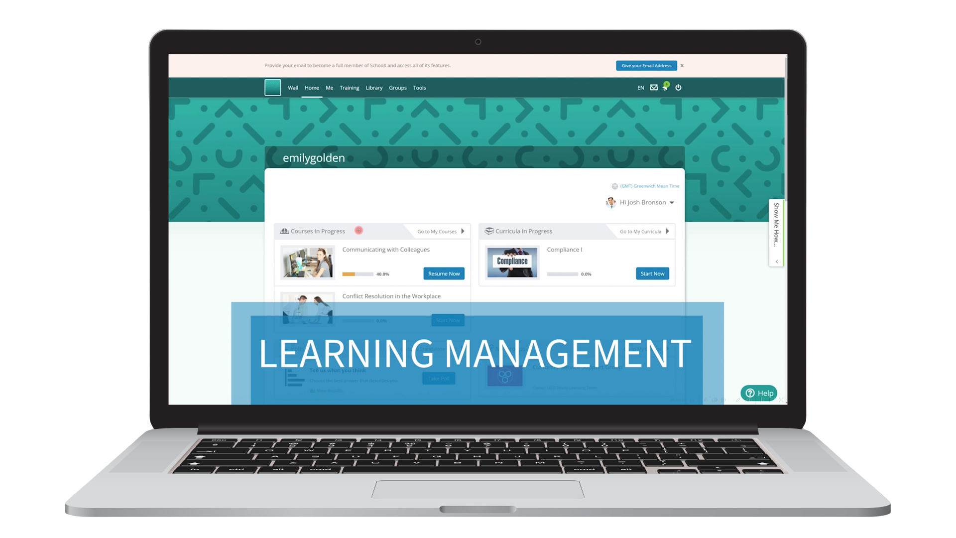 Learning Management software on a laptop
