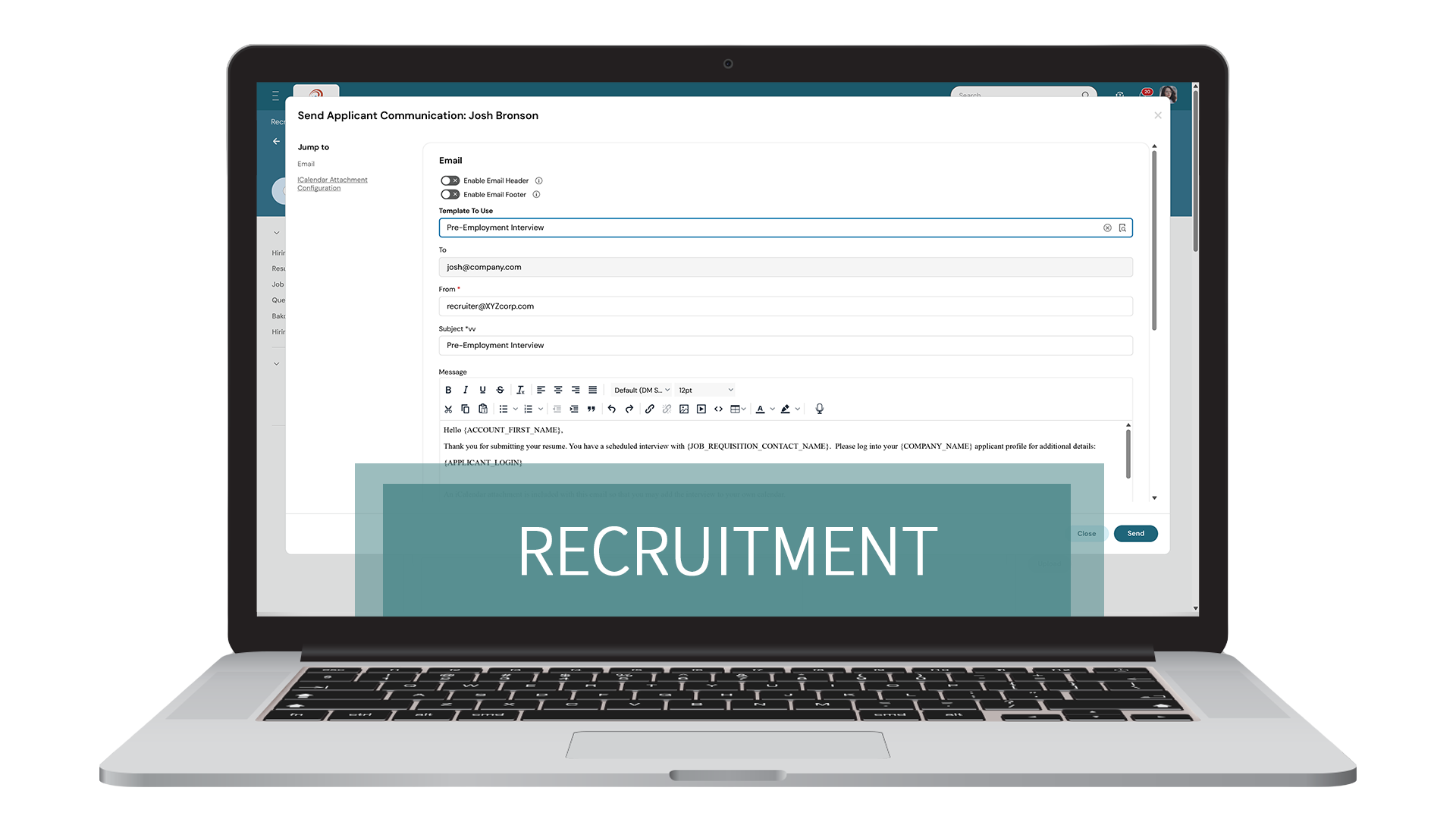 Recruitment software on laptop